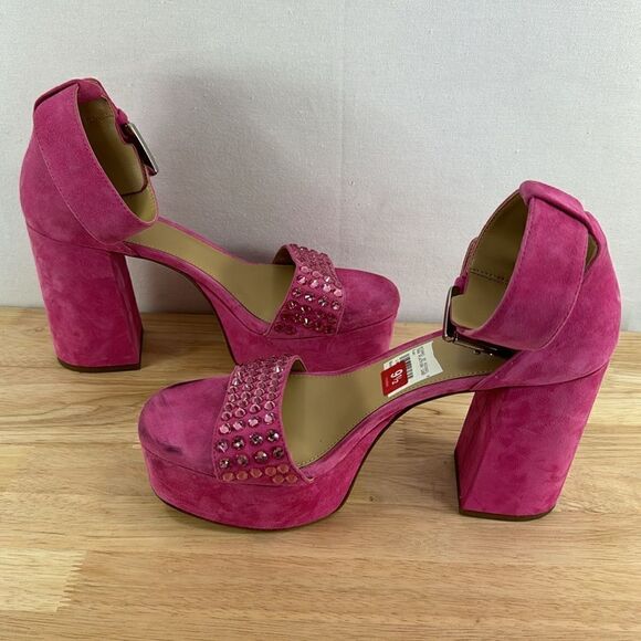 Michael Kors Tara Gem Platform Sandels- Pink- Size 9.5 M- NWOB - Picture 6 of 10